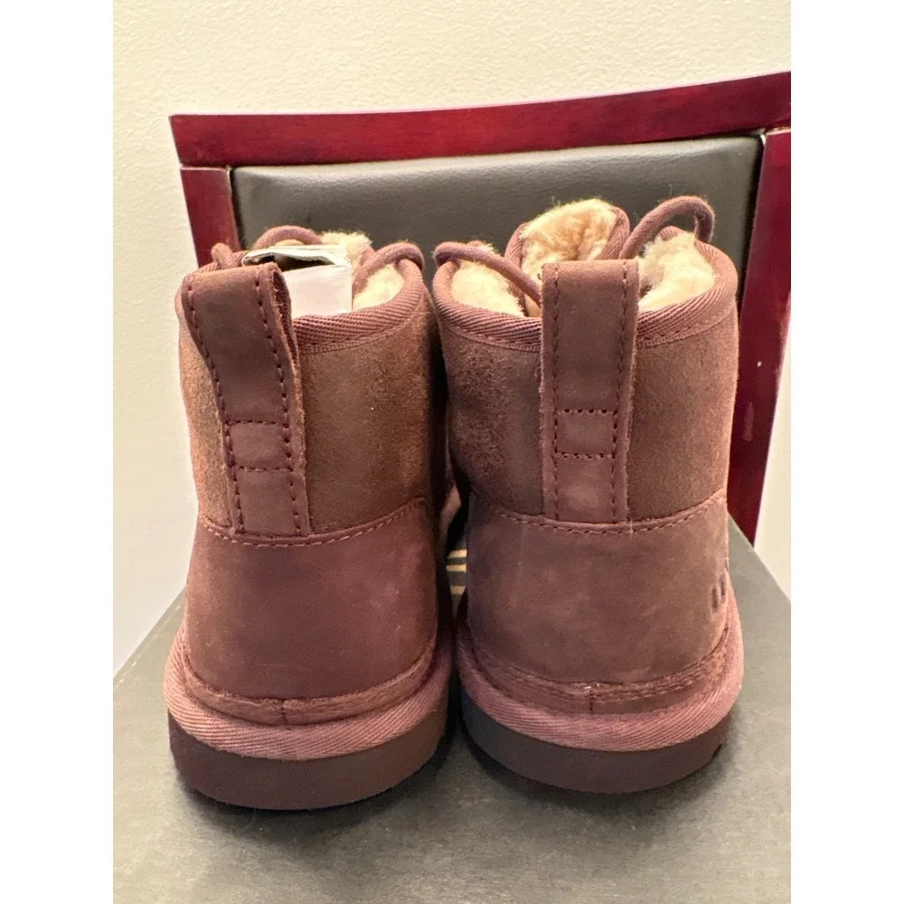New UGG M Neumel Distressed Men's Brown Fur Lined Lace Up Chukka Boots Size 9 - Picture 4 of 6